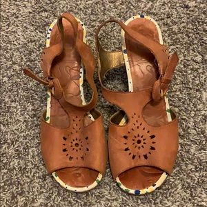 Leather stacked heel Sandal